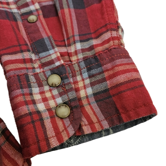 Jachs Girlfriend Snap Button Down Flannel, XXL, Red/White/Blue - Picture 7 of 14